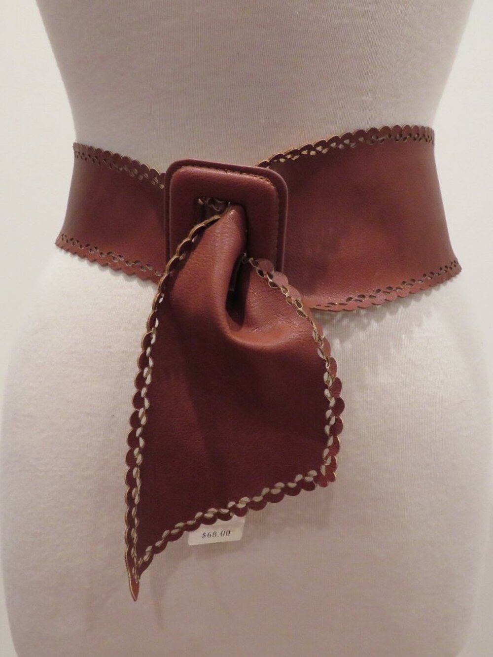 Anthropologie XS Brown Leather Lace Edge Belt